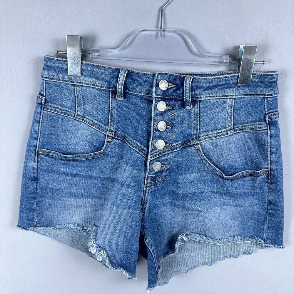 Vigoss Ace Cut Off Jean Shorts Womens Size 27 Mid Rise Button Fly Blue